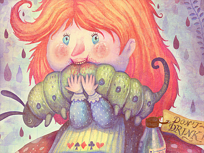 Oh, Alice alice alice in wonderland book caterpillar colorful illustration picture book watercolors