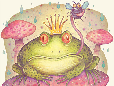 The Frog Prince book colorful frog frog prince fungi illustration mushrooms picture book watercolors