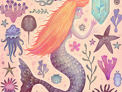 The Little Mermaid book colorful fairy tale fish illustration little mermaid mermaid mermaids picture book sea life watercolors