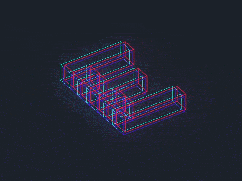 @_vent 05 - E aftereffects animation architecture grid letter motion neon rgb type wiggle
