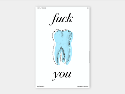 Wisdom Tooth challenge colour fuck illustration poster print risograph stipple tooth typography