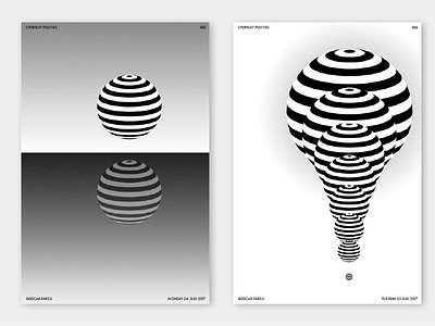 085-086 black and white colour gradient illustrator lines pattern poster print risography shape typography