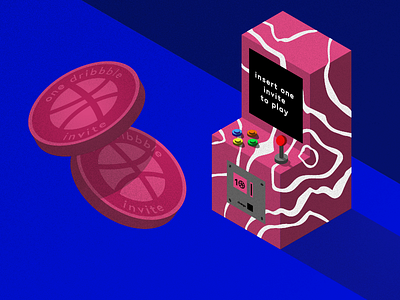 Dribbble Invite arcade coins dribbble illustration invitation invite play retro texture