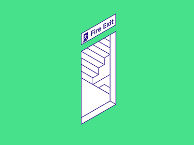 Fire Exit illustration illustrator isometric line minimal simple vector