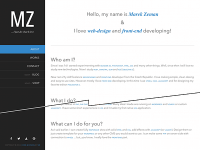 MarekZeman 2013: About page 2013 about page portfolio redesign site web design