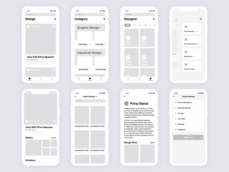 Design Wireframe by Weihua Q on Dribbble