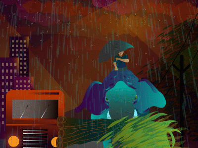 It's a rainy day illustration motion