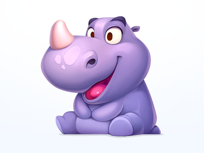 Rhino Сharacter animal art artwork character children coin colorful cute design digital art digital illustration game illustration illustration art kids rhino slot smile symbol wild