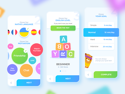 NestStrix Toki Profile app beaver color cute design education english game goal language languages level profile setting study teach test theme ui ux