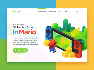 Mario Nintendo Switch Game coins console game gaming illustration isometric mario nintendo page site switch