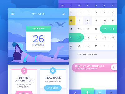 Calendar App app calendar clean date design events interface ios menu setting ui ux