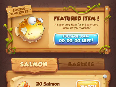 Hulabear Shop UI appstore button fish game gui icon interface ios salmon shop ui