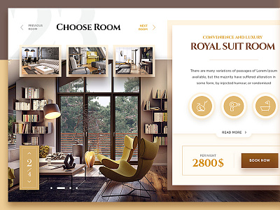 Choose Room apartments booking brown choice clean design gold hotel menu room ui web