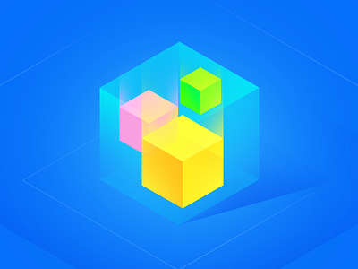 Cube Logo blue geometric green isometry logo logotype pink yellow сube