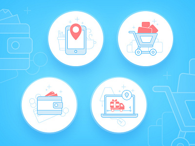 Shopping Icons app buy cart design icon icons location tablet wallet web