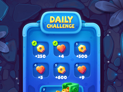 Daily Challenge UI challenge daily design game gui heart hexagon icon nut object ui
