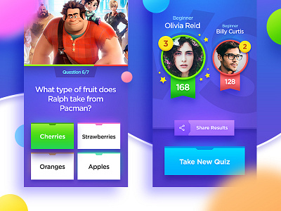 Quiztion Trivia Game app design game gui icon interface ios quiz trivia ui