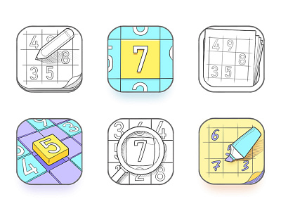 Sudoku App Icons app appicon design game icon icons ios process sketch sketches sudoku
