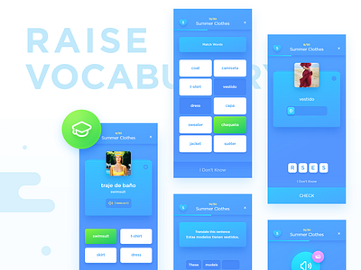 Educational App app appdesign blue clean course design dictionary education english exercise interface ios learn page study theme ui ux vocabulary words