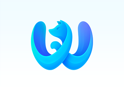 Waterfox Logo animal blue branding design fox gradient icon letter lettering logo logodesign logotype logotype design mark neststrix tail w water waterfox wave
