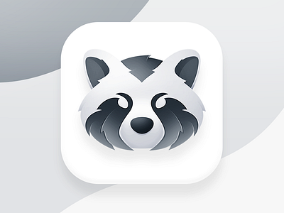 Raccoon App Icon animal app appicon branding character clean concept coon design gradient gray grey icon ios logo logodesign logotype mark neststrix raccoon