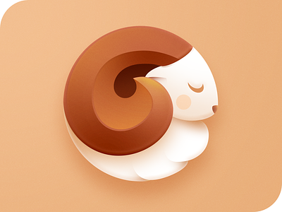 Cute Ram Icon animal app appicon beige brand branding color cute design head horn horns icon identity ios logo logodesign logotype mark ram