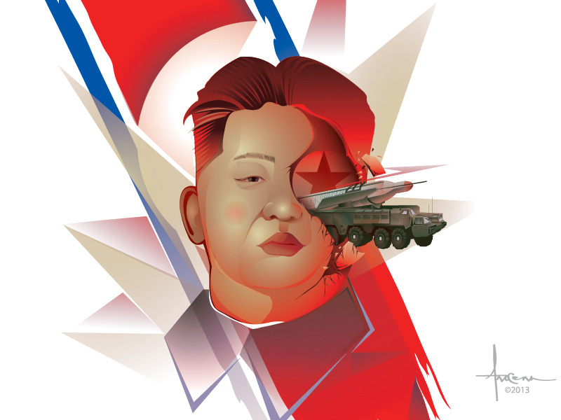 Kim Jong Un © Orlando Arocena 2013 vector illustrator orlando arocena kim jong un nuclear threat political art north korea