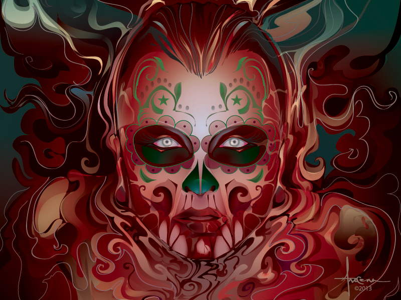 Dia De Los Muertos ~ Orlando Arocena 2013 Drb vector adobe illustrator orlando arocena dia de los muertos day of dead halloween sugar skull sexy blood bath