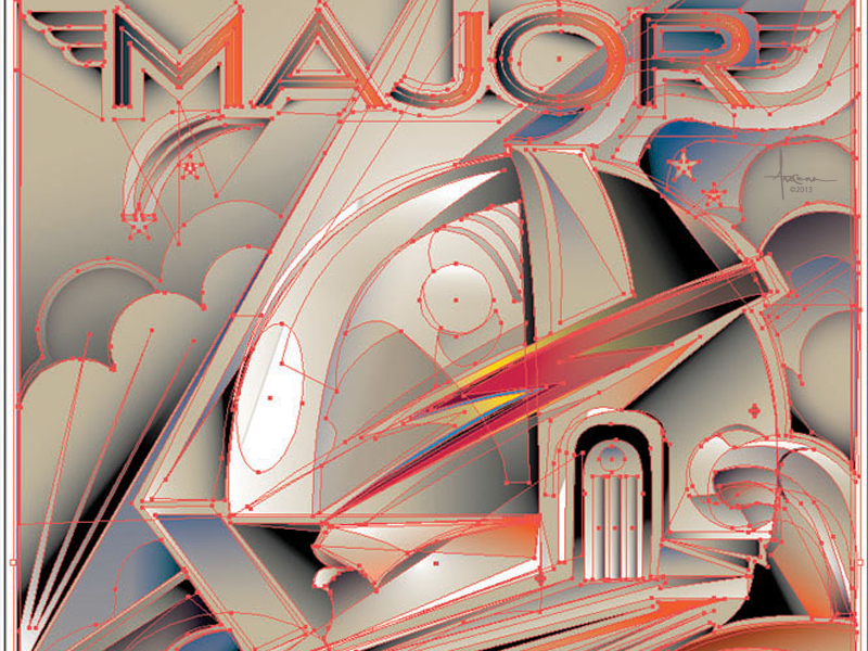 Major Tom by Orlando Arocena 2013 vector adobe illustrator orlando arocena major tom david bowie aladdin sane space oddity spaceman astronaut deco
