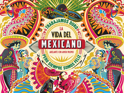 Vida Del Mexicano 2012©Orlando Arocena adobe illustrator arocena fiesta hispanic heritage tribute mexican vector