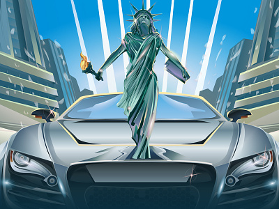 2013 New York International Auto Show © Orlando Arocena illustrator new york auto show orlando arocena sexy cars statue of liberty vector