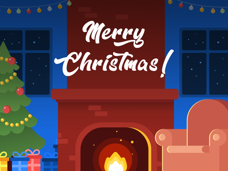 Merry Christmas! xmas illustration night gift home winter christmas tree santa new year holiday christmas