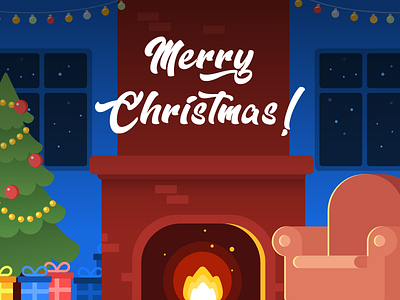 Merry Christmas! christmas christmas tree gift holiday home illustration new year night santa winter xmas