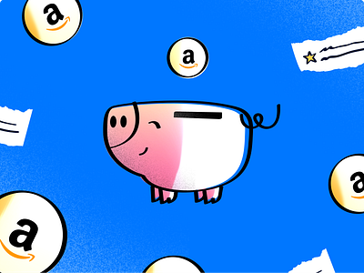 Piggy bank amazon card coin email gradient graphic illustration illustrator noise pig piggy bank review sketch star