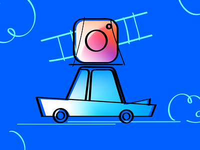 Moving to Instagram attendify blue car gradient graphic graphic design illustraion illustrator instagram moving road sketch stairs