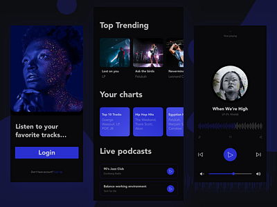 Music mobile app app black elegant mobile music ui ux