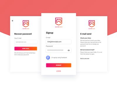 Signup gaming login password recover signup
