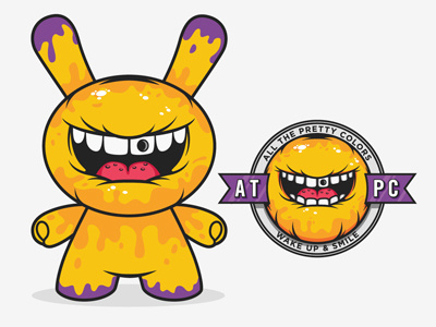 Dunny Concept all the pretty colors badge character dunny kidrobot logo mouth nathan walker vector yellow