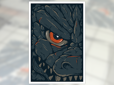 Strange Beasts 2: Godzilla print all the pretty colors atpc godzilla illustration kaiju monster nathan walker poster screen print