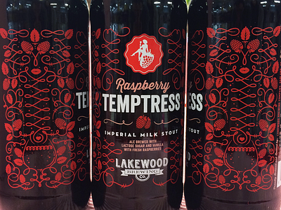 Lakewood Brewery Raspberry Temptress all the pretty colors beer beer label illustration nathan walker packaging raspberry screen print