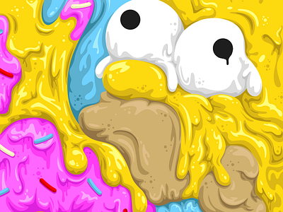 Drip Series Homer - No Lines all the pretty colors donut drip series homer simpson illustration nathan walker the simpsons