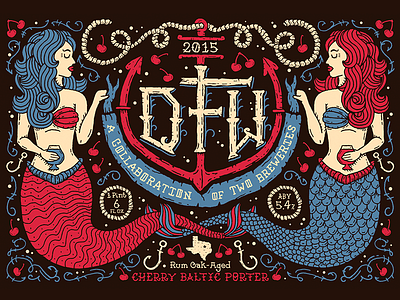 DFW Collaboration Beer #2 beer beer label dallas dfw lettering mermaid nathan walker rope screen print texas