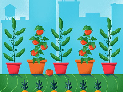 Urban Garden bus wrap carrots city garden illustration plants simple texture tomatoe veggies