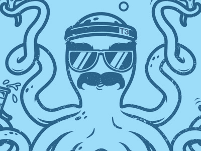 Octopong animal atpc blue mustache nathan octopus pingpong shades t shirt walker