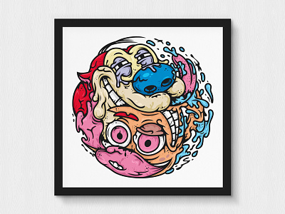 Drippy Ren & Stimpy 90s all the pretty colors drip series illustration nathan walker poster prints ren stimpy