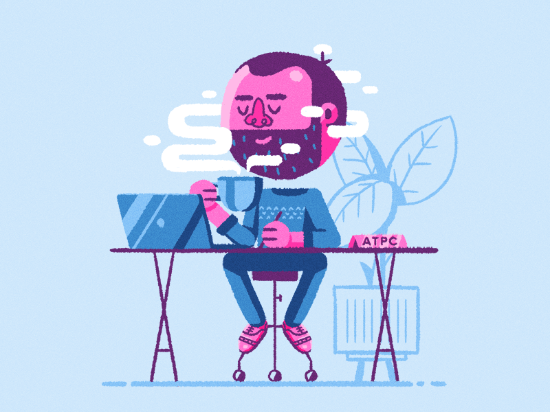 But First, Coffee. all the pretty colors character coffee design space desk nathan walker playful work space