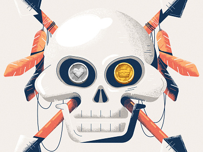Skull all the pretty colors coins feathers head nathan walker pirate skull spear texture