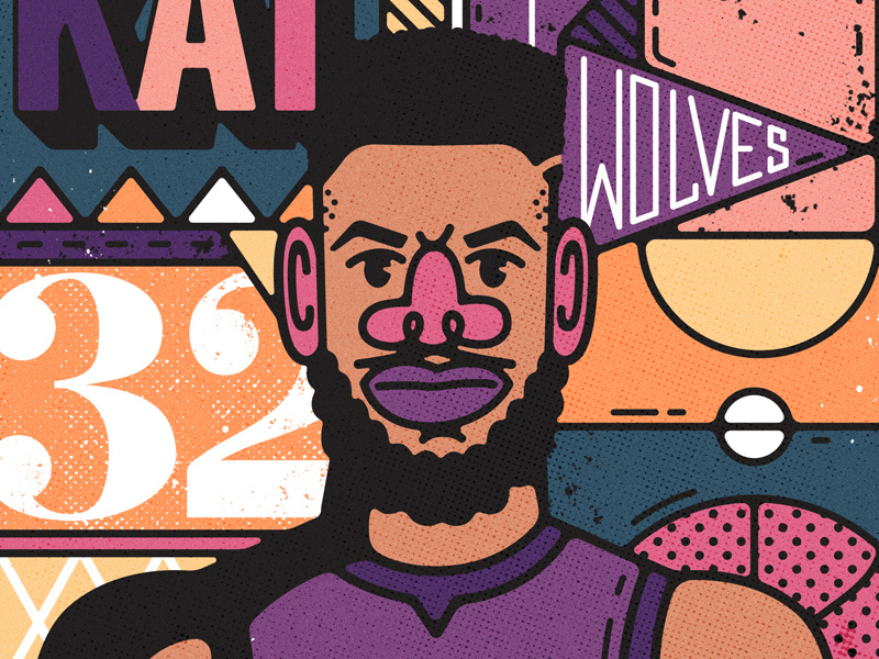 Karl-Anthony Towns all the pretty colors nathan walker players sports character timberwolves basketball nba kat