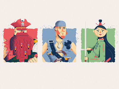 Game characters all the pretty colors board game character design colorful nathan walker pirate weapons