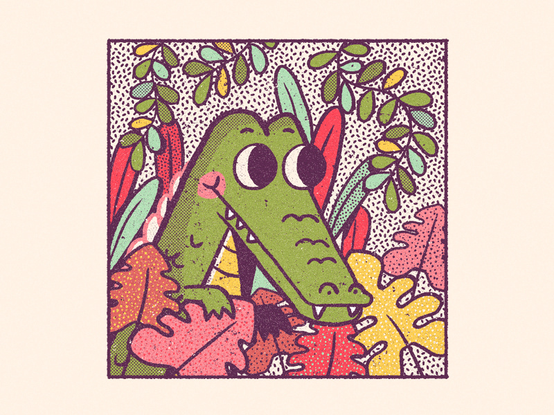 Alligator Ashton animal cute children colorful texture retro alligator